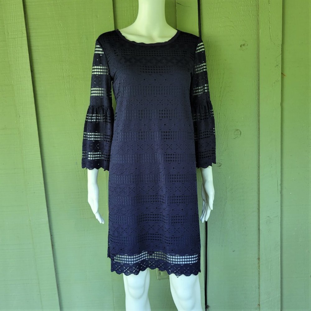 ELLA MOON Navy Blie Lacy Shift Dress Small S